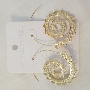 New Gold Swirl Earrings Stainless Steel